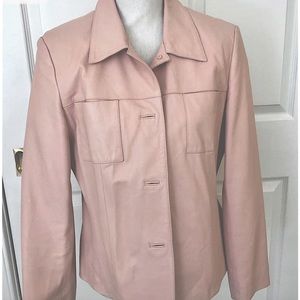 TALBOTS NWT Pink Leather Jacket Size 16 Womens